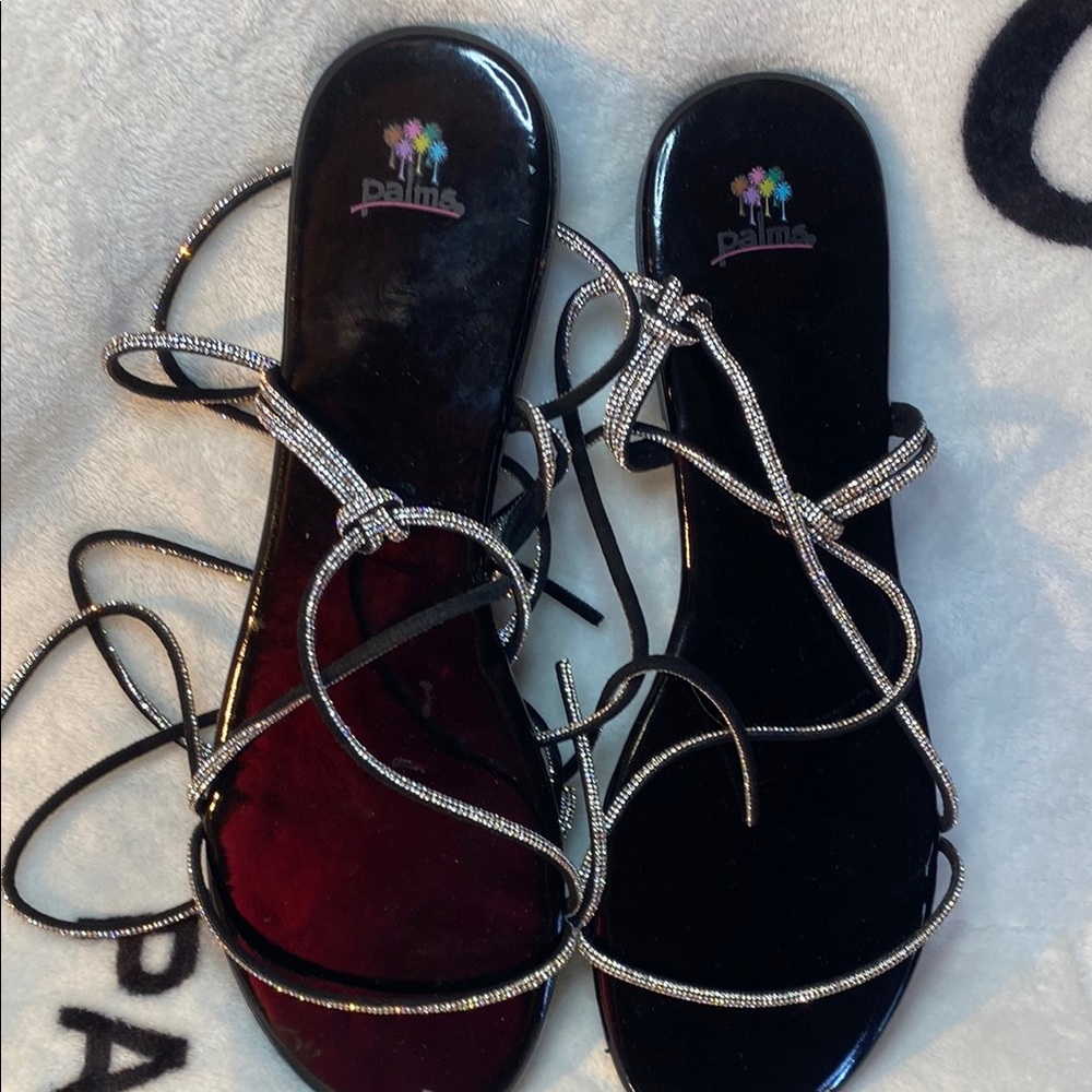 PALMS Mackenzie Wrap Strap Sandals Black Size 14 W